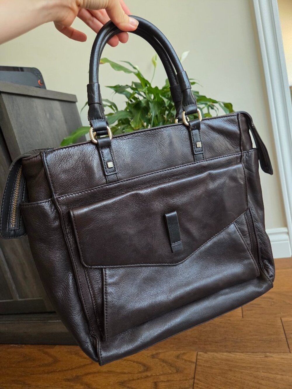 Gorgeous Leather Tote from Danier in a rich dark chocolate color